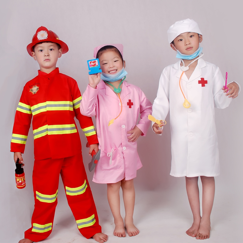 儿童消防员医生护士警察交警服装职业体验装万圣节扮演角色表演服