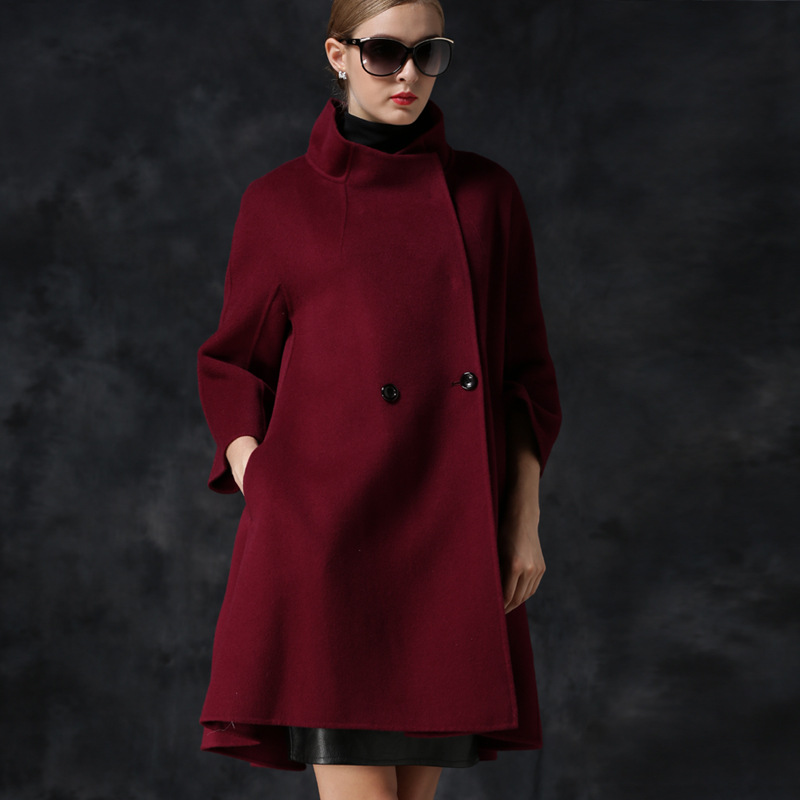 15新品女装欧洲站羊绒大衣女式羊绒外套时尚双面手工羊毛大衣外套