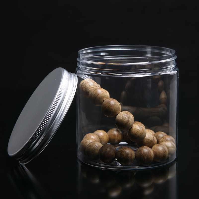 厂价500ML透明 铝盖养珠罐塑料罐塑料圆罐食品罐沉香手串塑料瓶罐