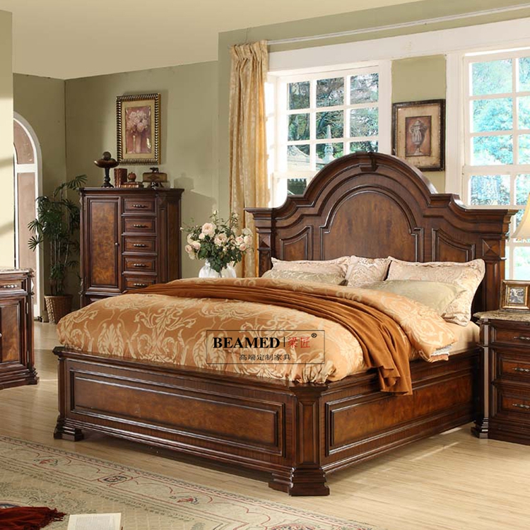 欧式实木双人床美式新古典大床品牌别墅卧室实木婚床高端定制家具