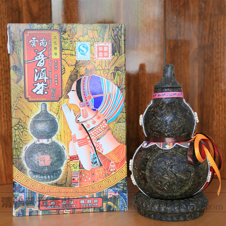 普洱工艺茶 雕礼品茶 创意工艺硬盒葫芦 家居办公摆件送精美礼盒