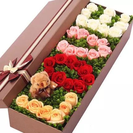 生日玫瑰鲜花(同城)爱心礼盒玫瑰生日表白求爱江阴无锡送
