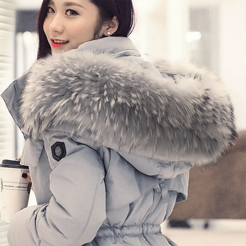 羽绒服女2016冬装新品韩版修身真毛领连帽大码中长款女装羽绒外套