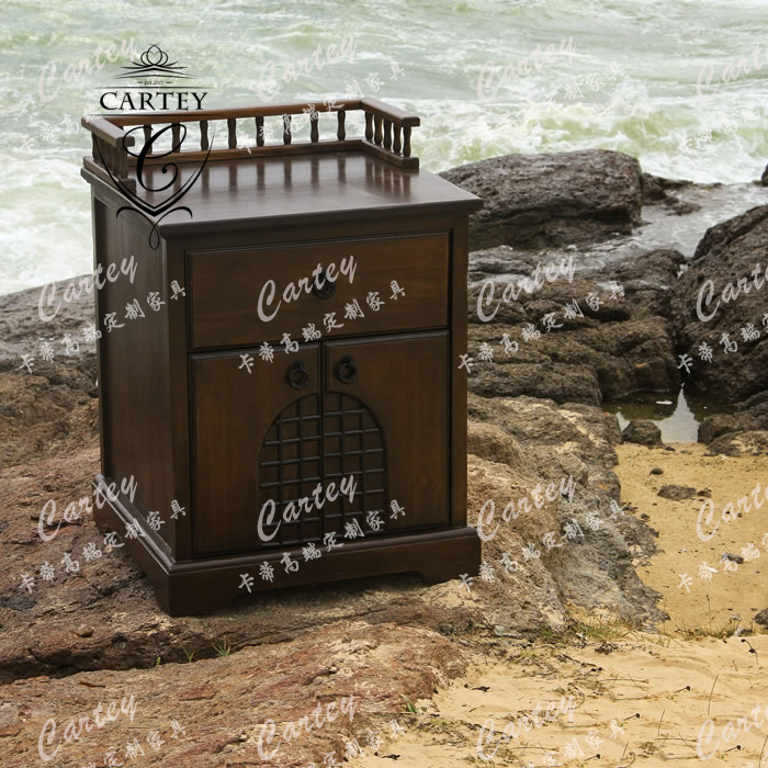 卡蒂高端定制家具欧式美式地中海创意特色实木床头柜 定制柜子