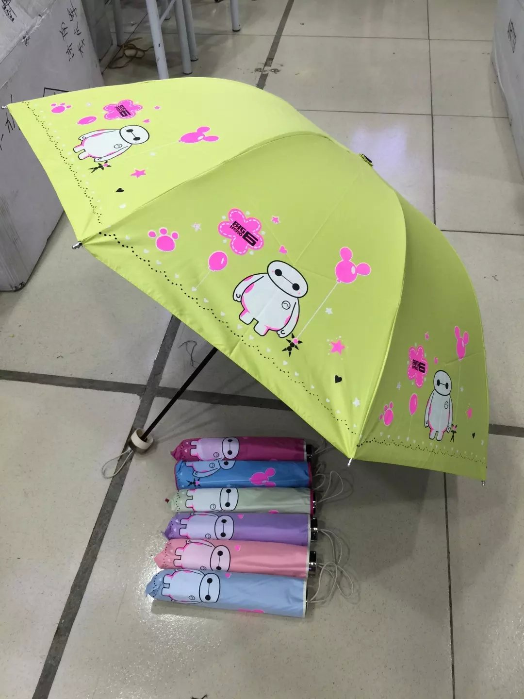大白15新款黑胶防紫外线晴雨伞三折叠创意清新女遮阳伞礼品卡通伞