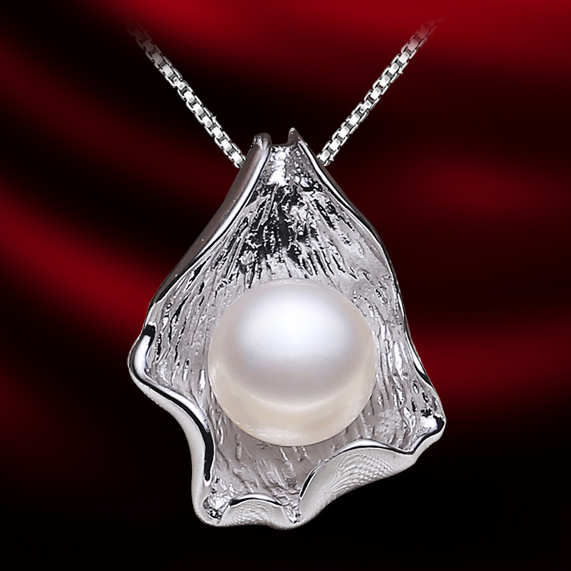 S925纯银项饰天然淡水珍珠吊坠女款时尚高雅气质项链