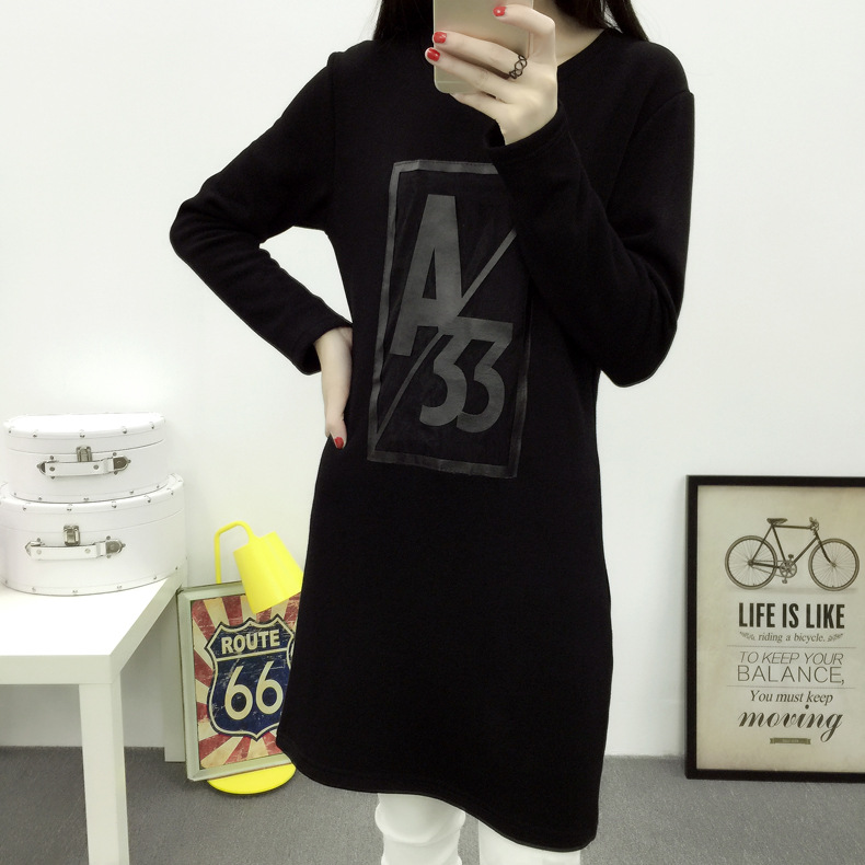 2015秋冬新款时尚韩版女装长袖中长款T恤网纱打底衫加绒加厚