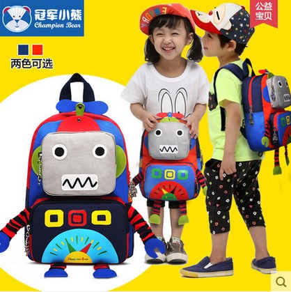 1-3-6岁幼儿园儿童书包书包韩版机器人男女宝宝防走失背包双肩包