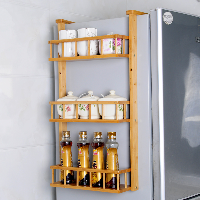 楠竹冰箱侧挂架厨房置物架壁挂调味品收纳架层架宜家创意