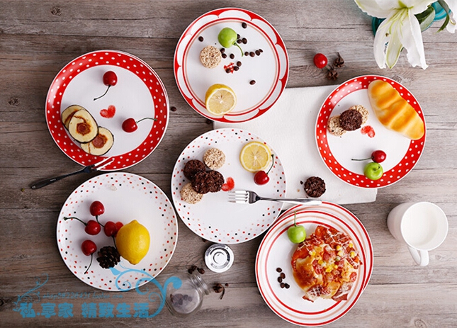 西餐牛排盘骨瓷 陶瓷餐具水果早餐盘8寸韩式日式手绘创意餐盘碟