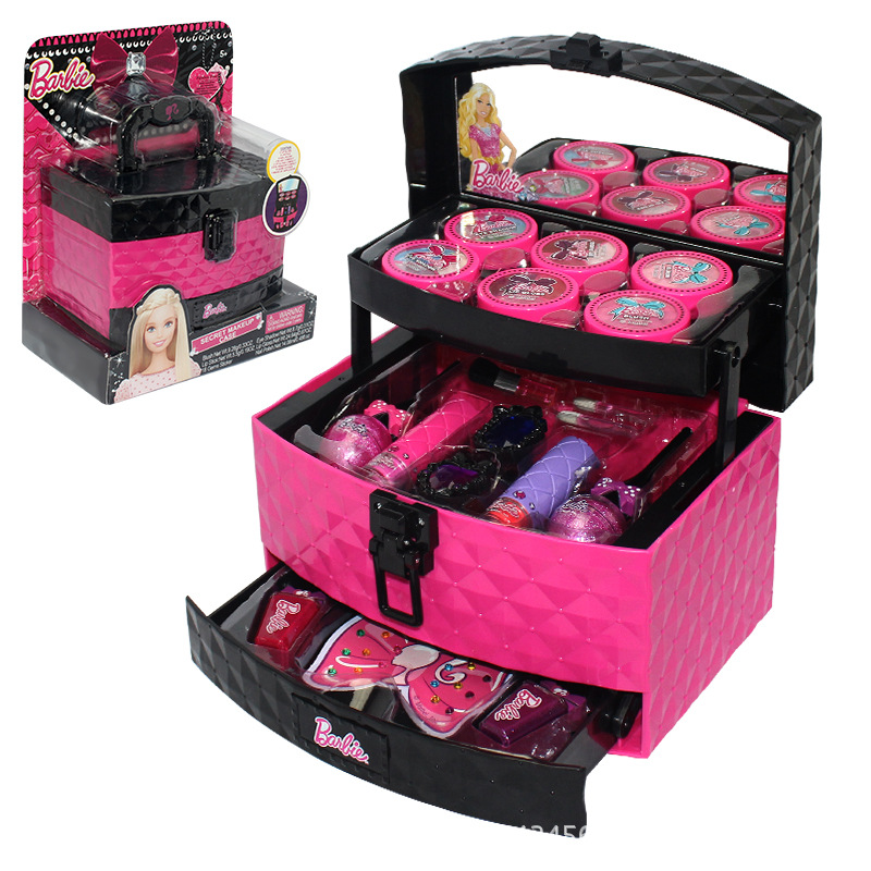儿童芭比娃娃化妆品彩妆套装盒 芭比娃娃甜甜屋套装女孩生日礼物