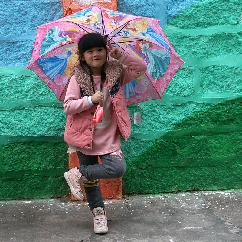 加大版本21寸卡通儿童伞男孩女孩小学生泼水布银胶自动直骨晴雨伞