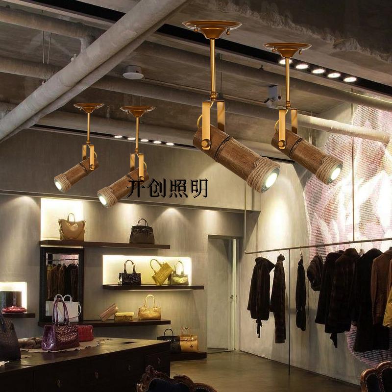 厂直销loft设计美式乡村复古麻绳竹筒个性创意酒吧咖啡厅餐厅射灯