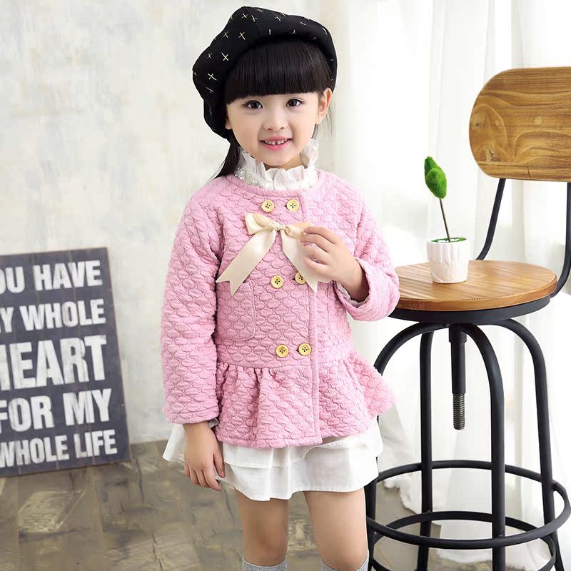 2015女童宝宝新款秋装外套童装儿童针织长袖双排扣开衫上衣中小童