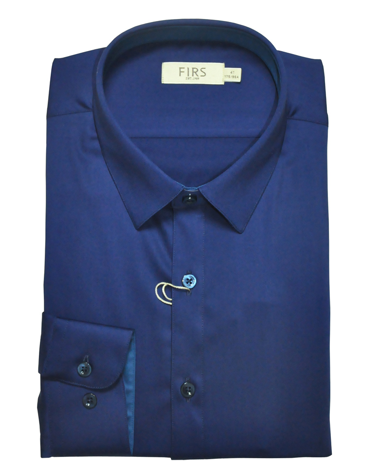 杉杉衬衫 2016秋冬新款正品H2略修身商务纯蓝粘纤长袖衬衣41527