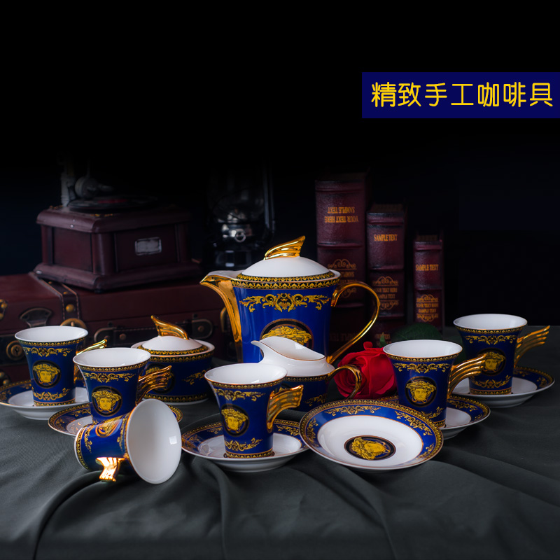 欧式宫廷咖啡具15头高档正品骨瓷套装创意下午茶杯碟壶勺糖罐奶缸