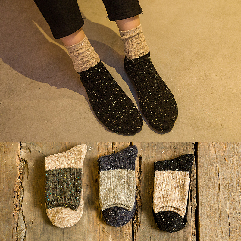 茶颜女士中筒点子纱拼色堆堆袜子韩国可爱经典新品打折
