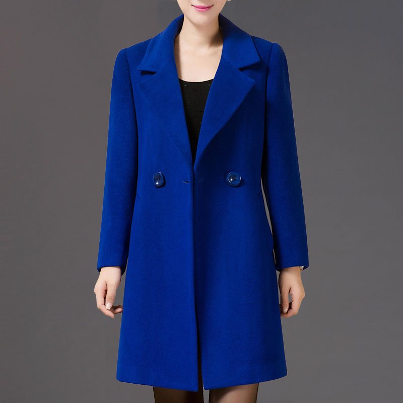 韩版修身毛呢外套女中长款羊毛大衣大码2015春秋新款羊毛呢子外套