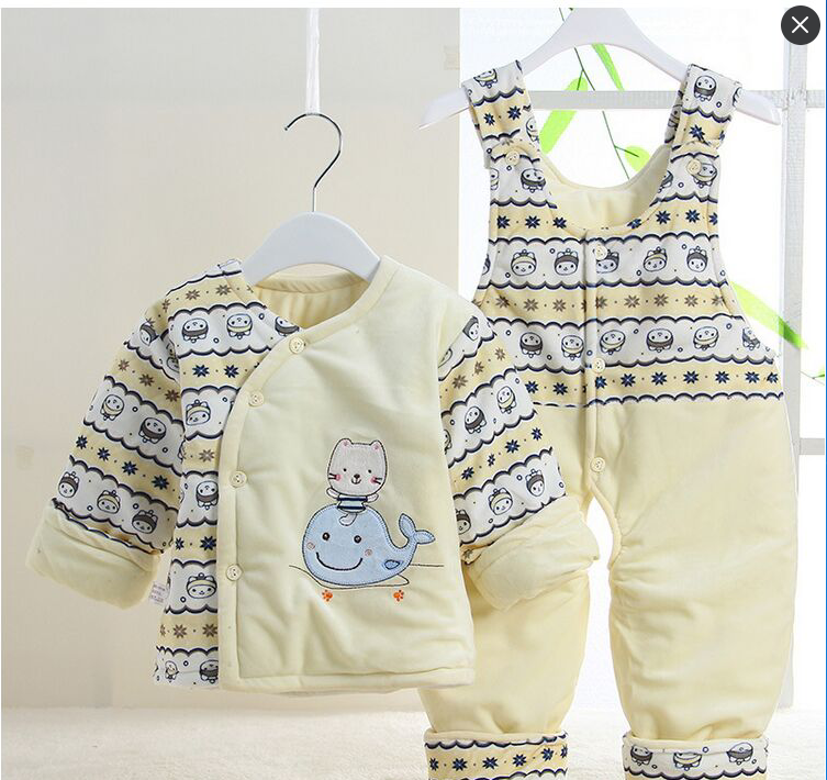 冬季新款宝宝棉服 卡通动漫图案 新生儿宝宝加厚棉袄套装 两件套