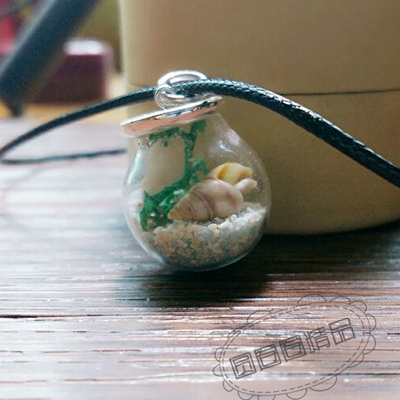 包邮玻璃罩干花项链DIY贝壳海洋玻璃球蒲公英四叶草苔藓水晶球