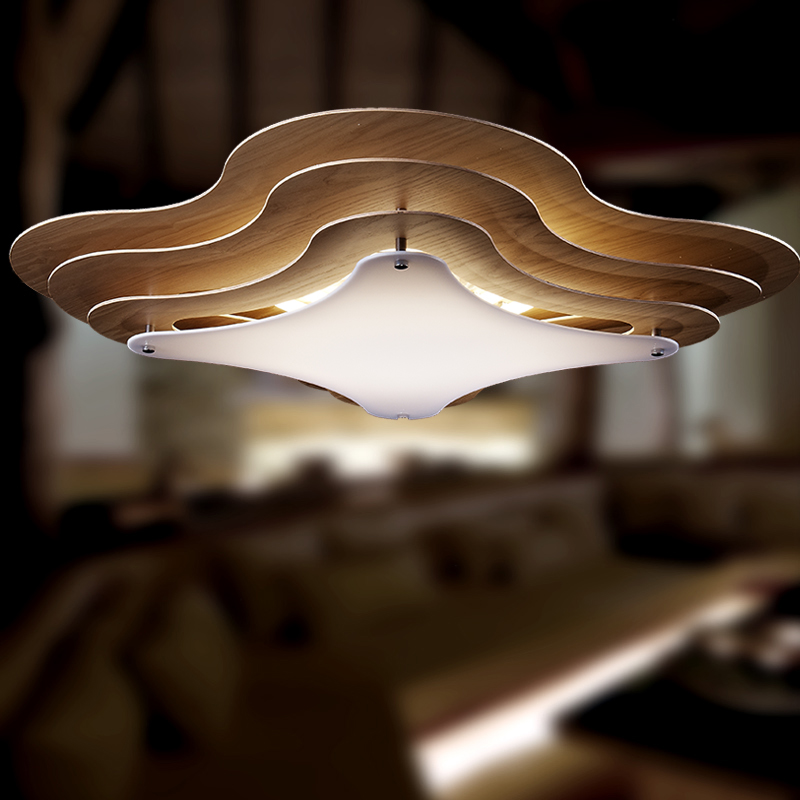 设计师北欧个性木艺术客厅卧室餐厅LED灯具 新中式创意实木吸顶灯