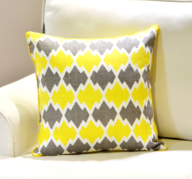 普丽新家 时尚美式北欧几何棉麻黄色卧室客厅沙发抱枕靠垫套定制