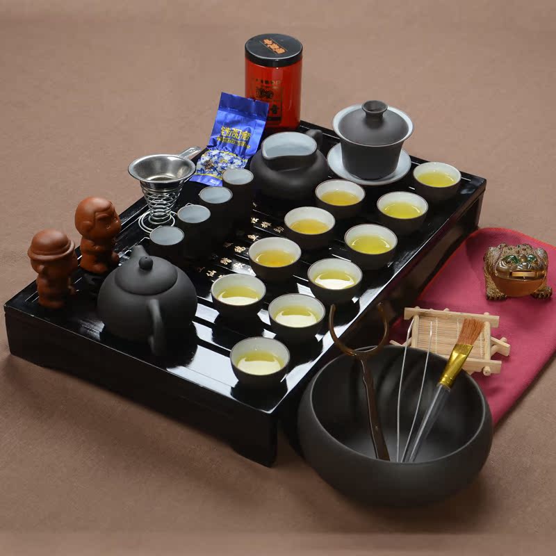 陶瓷紫砂冰裂汝窑功夫茶具整套装四合一茶台电磁炉茶盘