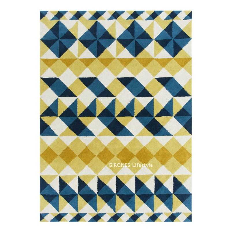 GIRONES西班牙进口纯羊毛手工地毯几何图案北欧简约现代