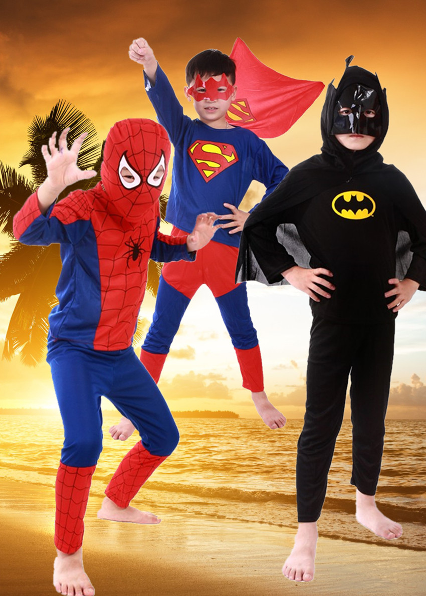 鬼节万圣节儿童服装成人cosplay服装表演出服蜘蛛侠超人蝙蝠套装