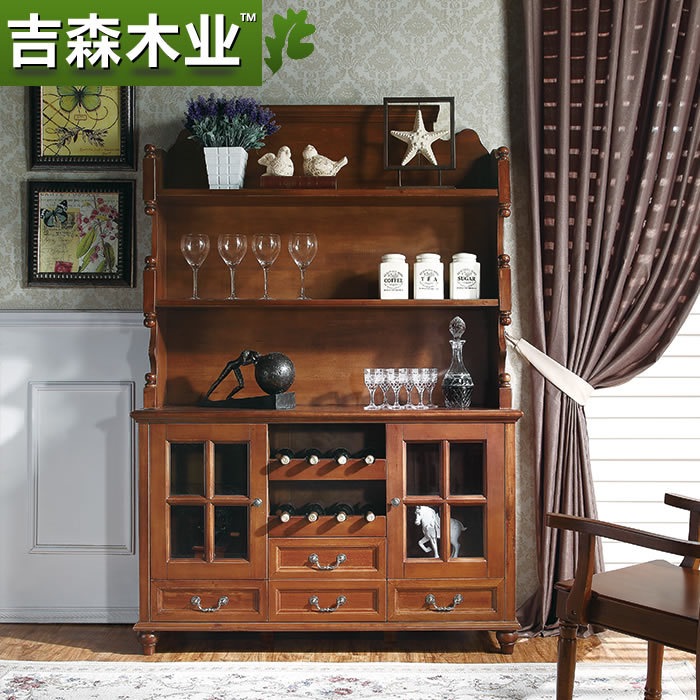 吉森木业 美式纯全实木家具茶水柜装饰酒柜欧式餐边柜 碗柜备餐柜