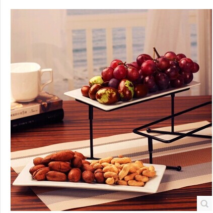 欧式铁艺水果盘架点心置物架展示架两层蛋糕架茶点架创意盘架