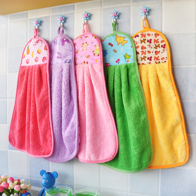 韩国擦手巾挂式可爱吸水 厨房儿童毛巾 珊瑚绒擦手布 特价包邮