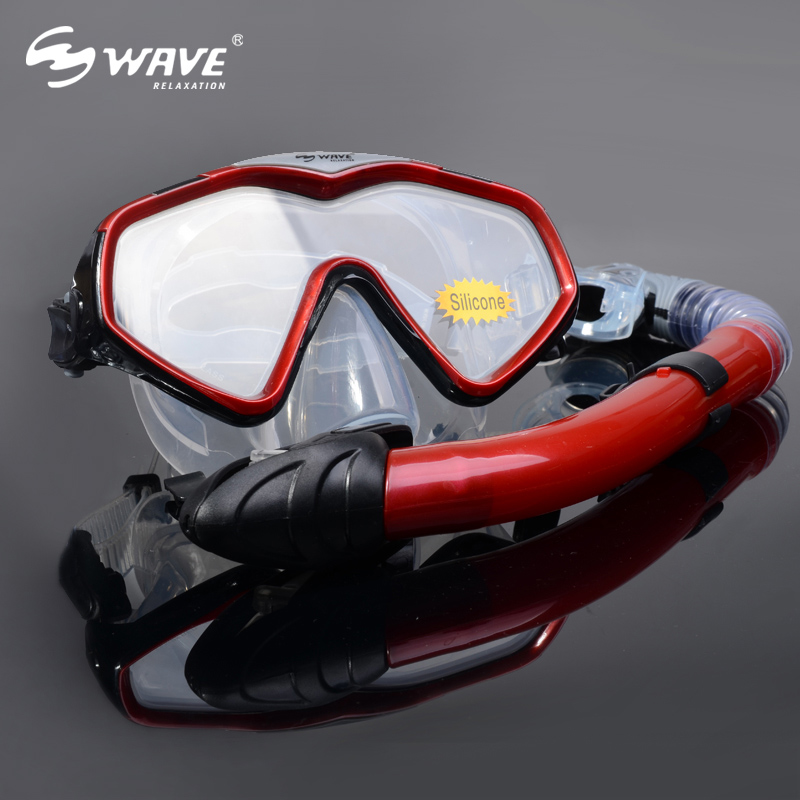 wave国际 专业浮潜三宝装备全干式呼吸管+防雾潜水镜游泳面镜套装