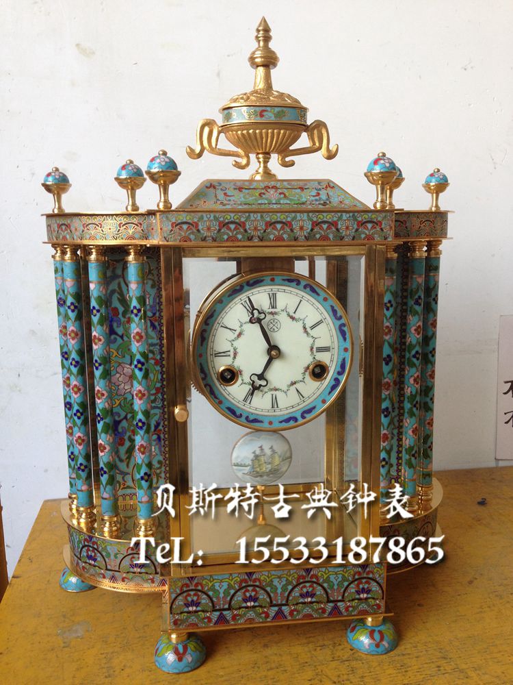 景泰蓝钟表|掐丝珐琅座钟|机械上弦台钟|仿古董钟表|欧式全铜黄铜