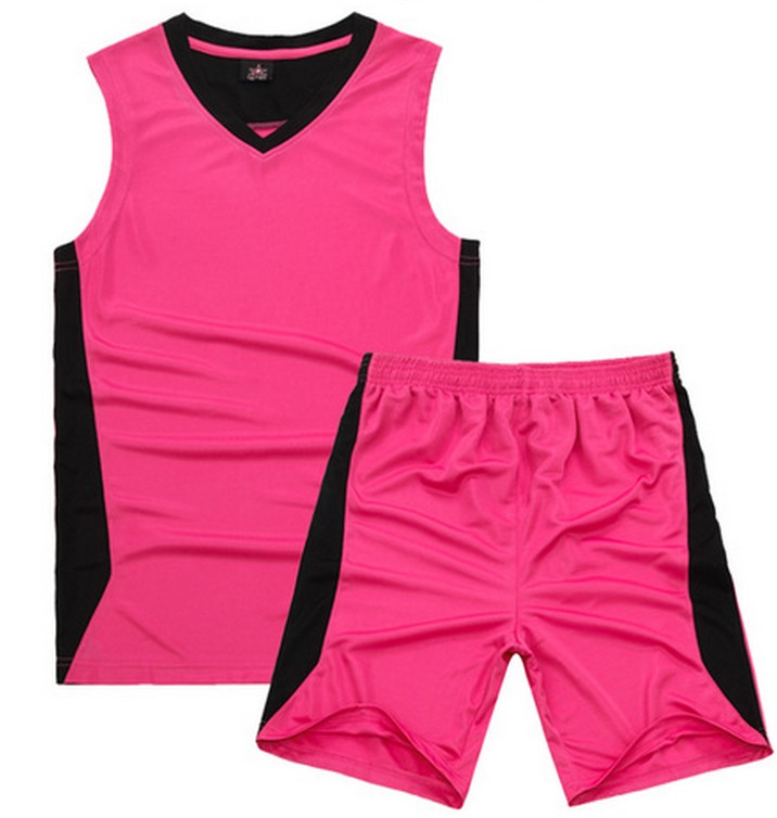 光板篮球服套装黑粉色篮球服比赛队服训练服运动服球衣DIY定制