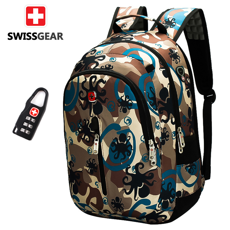 SWISSGEAR瑞士军刀双肩包印花14寸笔记本电脑背包男女双肩旅行包