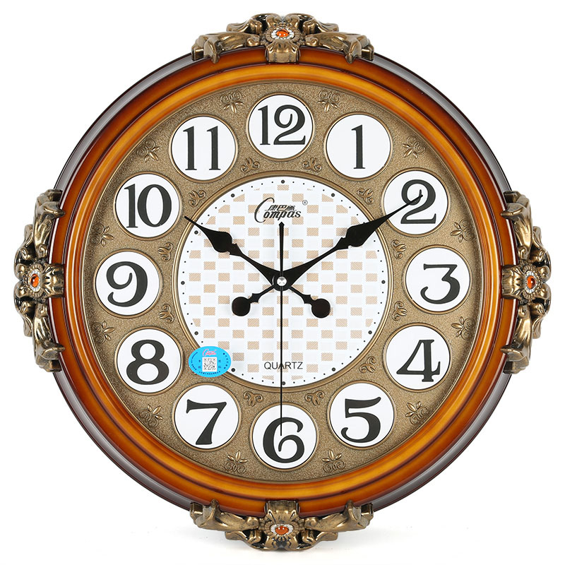 康巴丝欧式挂钟 客厅表静音钟表创意时钟艺术大挂表田园石英钟表
