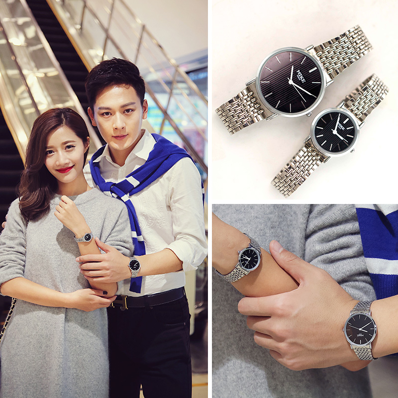 2015新款情侣手表一对韩版防水学生钢带表带成人男女潮流时尚简约