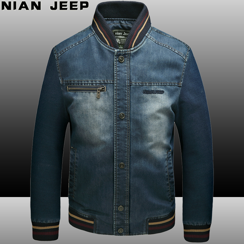 2016春装新款NIAN JEEP男士牛仔夹克外套帅气潮短裤修身牛仔外套
