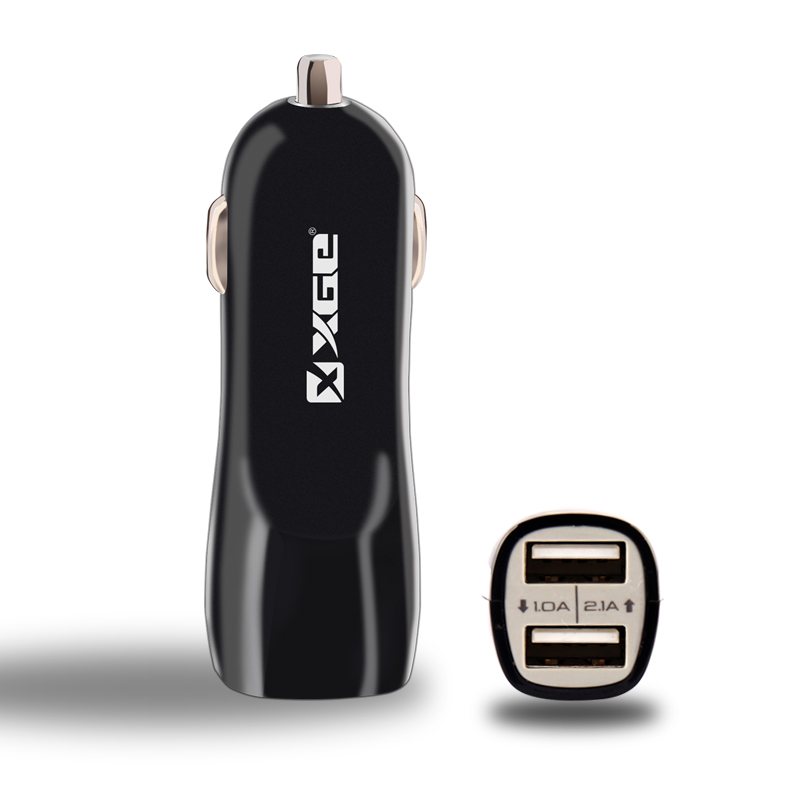 XGE一分二双USB汽车车充车载充电器一拖二点烟器插头手机电源头