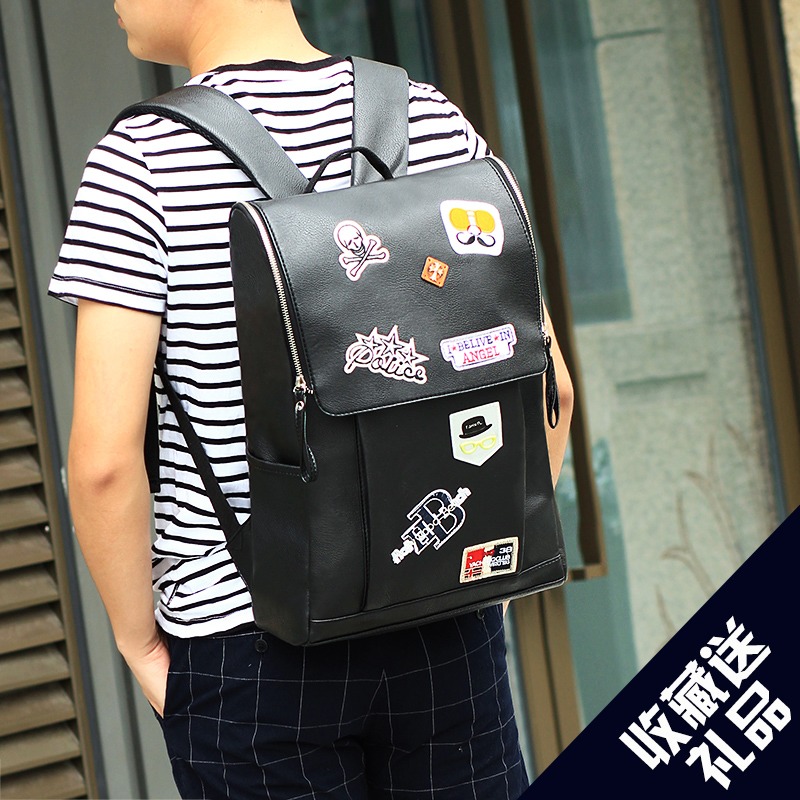 2015新款PU皮双肩背包中学生书包韩版印花涂鸦男女背包时尚潮包包