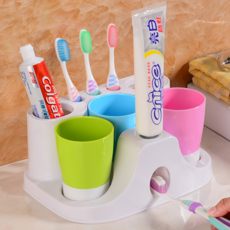 创意家居日用品 可爱卫浴牙刷架洗漱杯带挤牙膏可拆洗家庭套装