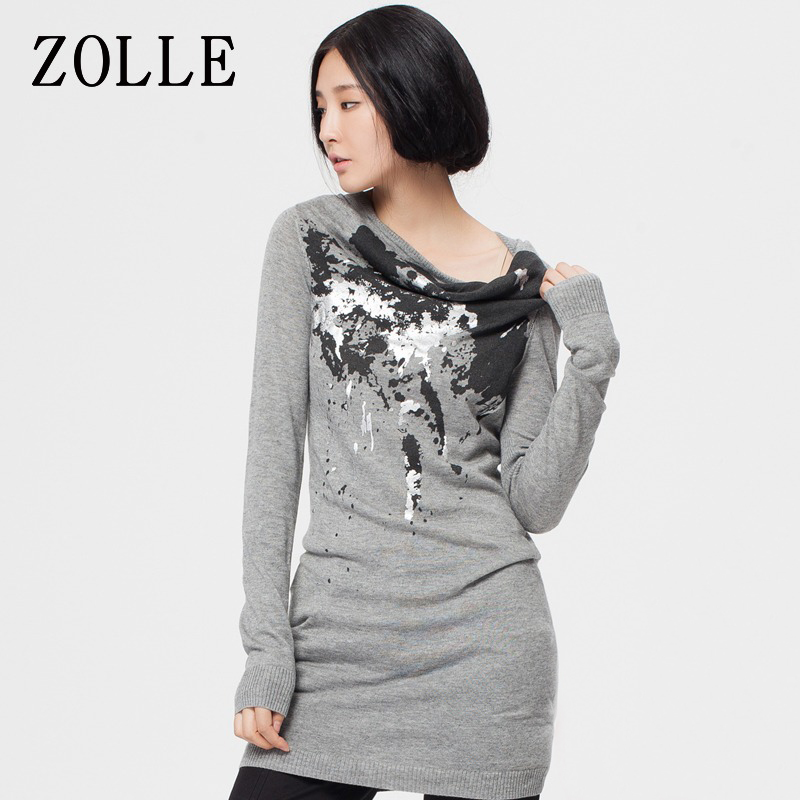 【年末清仓】ZOLLE因为 针织衫 长款毛衣女式长袖 正品修身打底衫