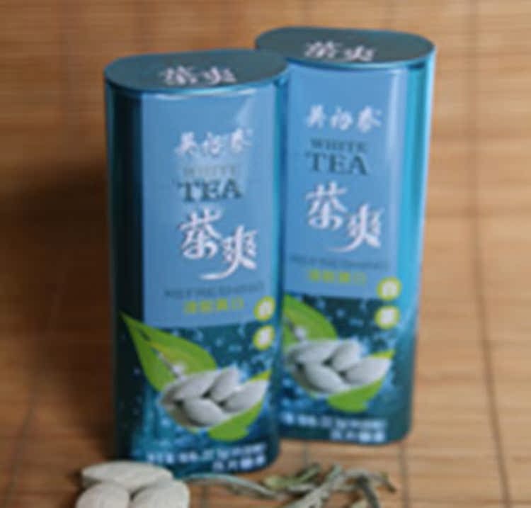 白茶茶爽吴裕泰茶叶可吃的口香糖时尚铁罐装压片办公室糖果茶零食