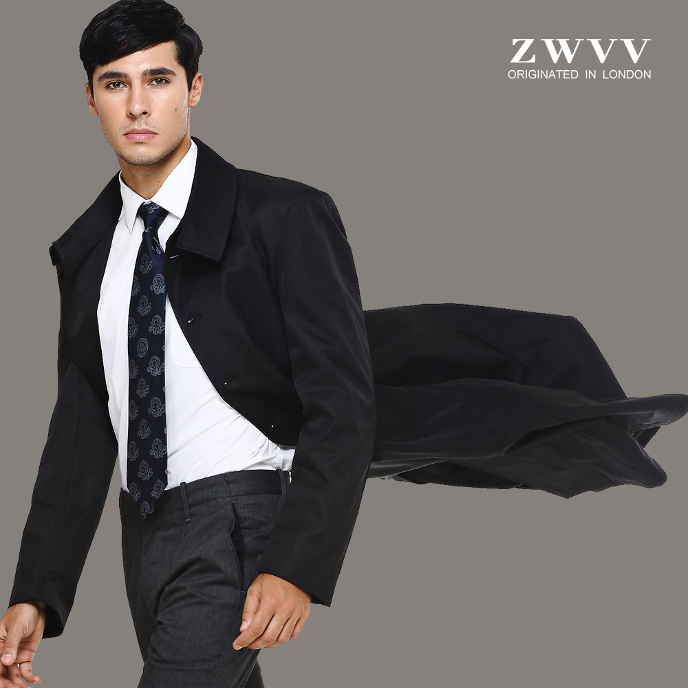 ZWVV2015秋冬新款英伦修身型男士中长款风衣 青年单排扣休闲外套