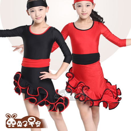 女童拉丁舞练功服装长袖儿童舞蹈形体服女生中大童国标培训班训练