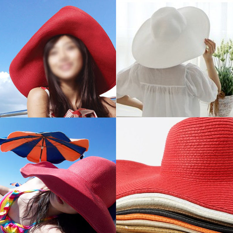 帽子女夏季韩版潮草帽可折叠夏天沙滩帽太阳帽防晒大沿女士遮阳帽