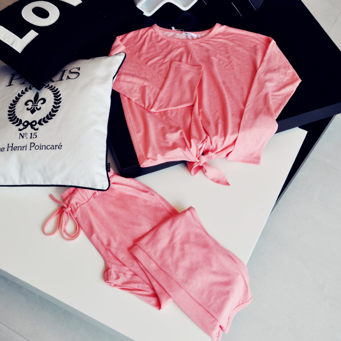 2015韩国新款纯棉粉色亲肤亲子装 女装 童装 家居服分体睡衣套装