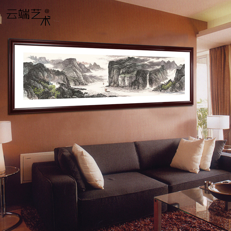 三峡水墨画壁画沙发背景墙单幅有框风景山水画书房客厅装饰画