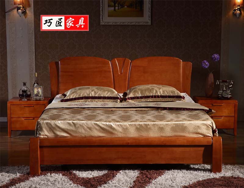 特价现代简约单双人床实木床1.8米 1.5米 包邮中式家具橡木床